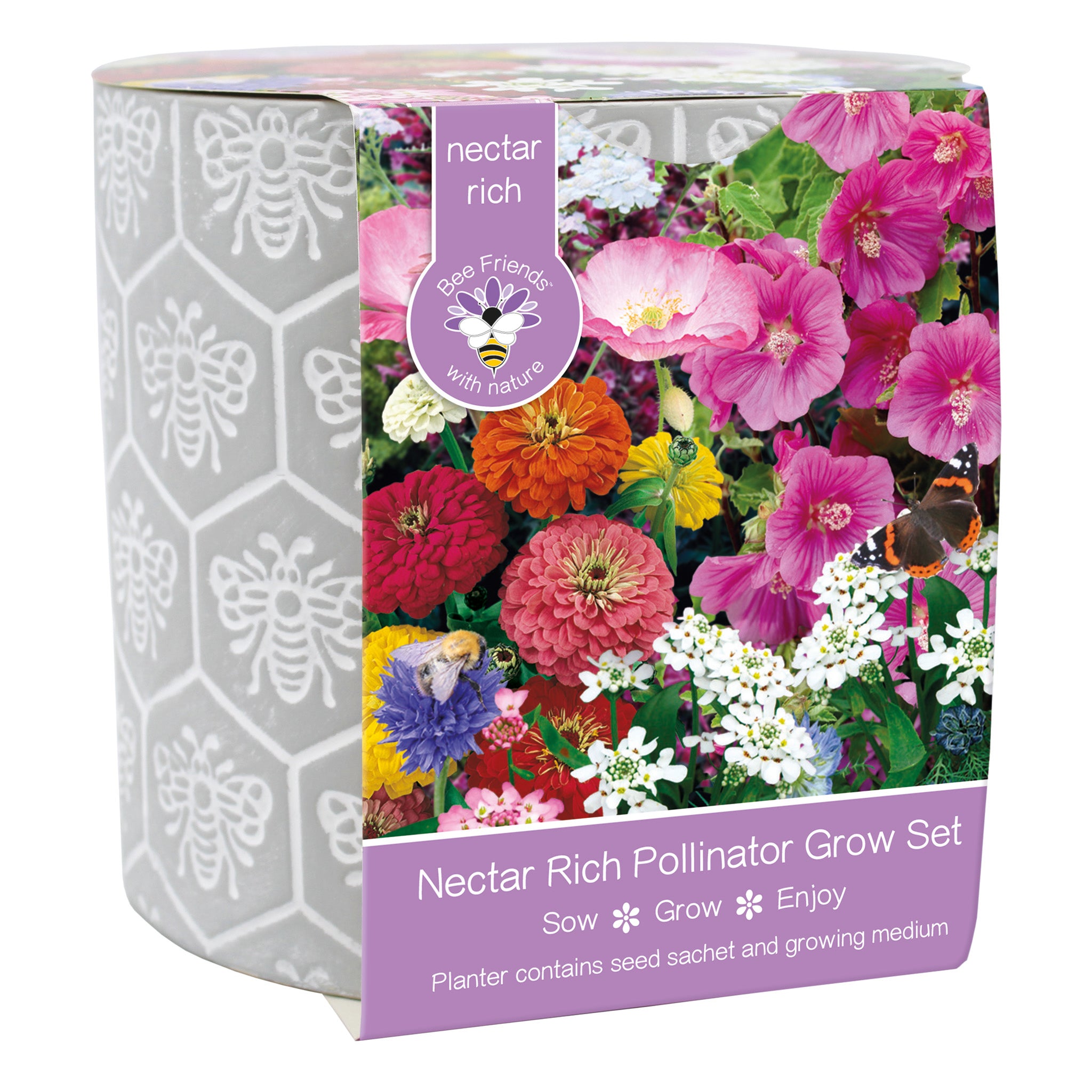 Bee Friends Mix Seeds Patterned Ceramic Pot 17cm