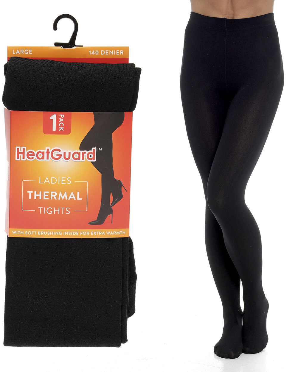 Thermal tights ladies black 140 dernier small medium large soft brushing inside 140 dernier
