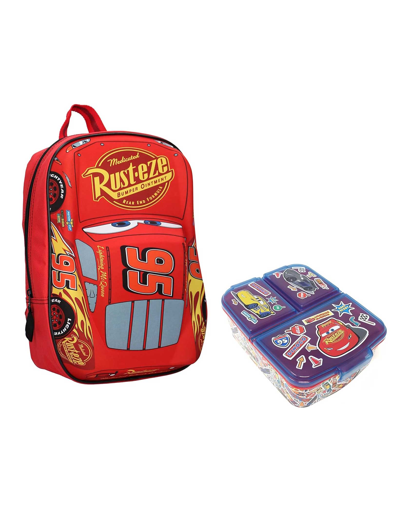 Lightning McQueen 3D Effect Backpack Lunch Box