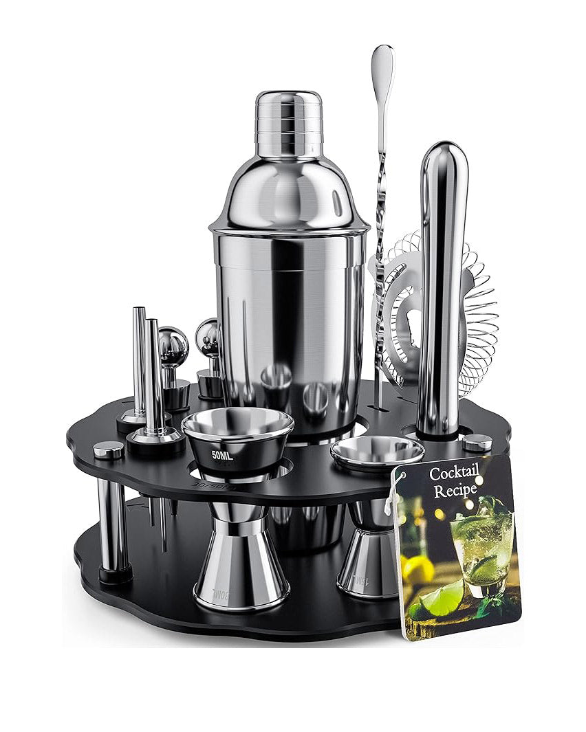 14PCS Cocktail Making Set Rotating Stand Stainless Steel