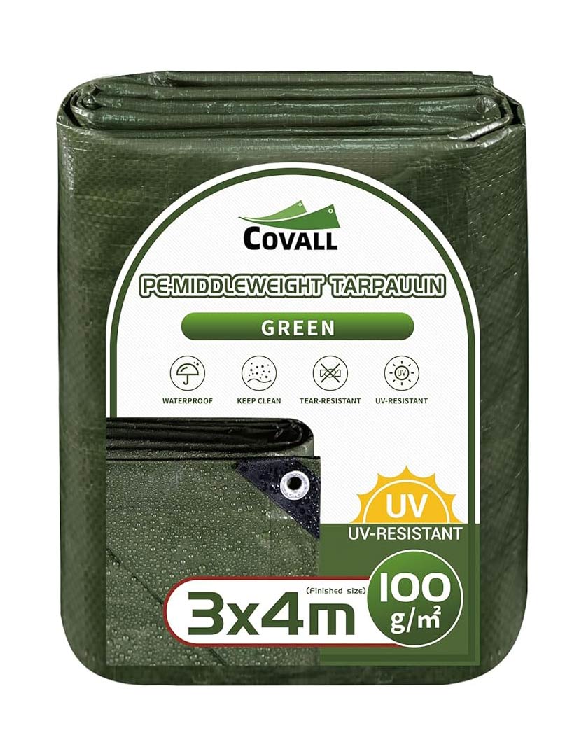 Tarpaulin Waterproof Groundsheet Sheet Cover 3x4m Green