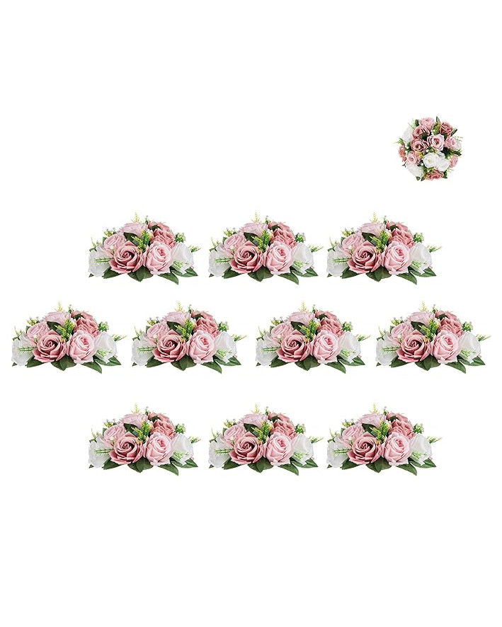 BLOSMON Artificial Flower Centrepieces 10pcs Dusty Rose