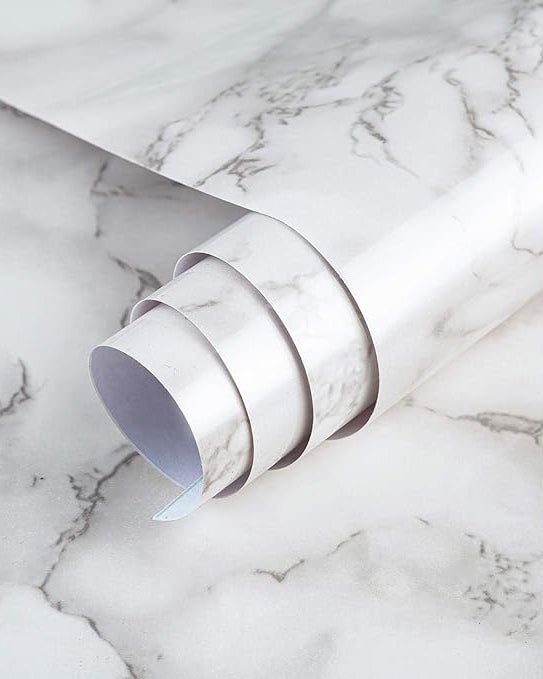 Vinyl Decorative Film Marble Wallpaper Peel Stick White 80x400cm