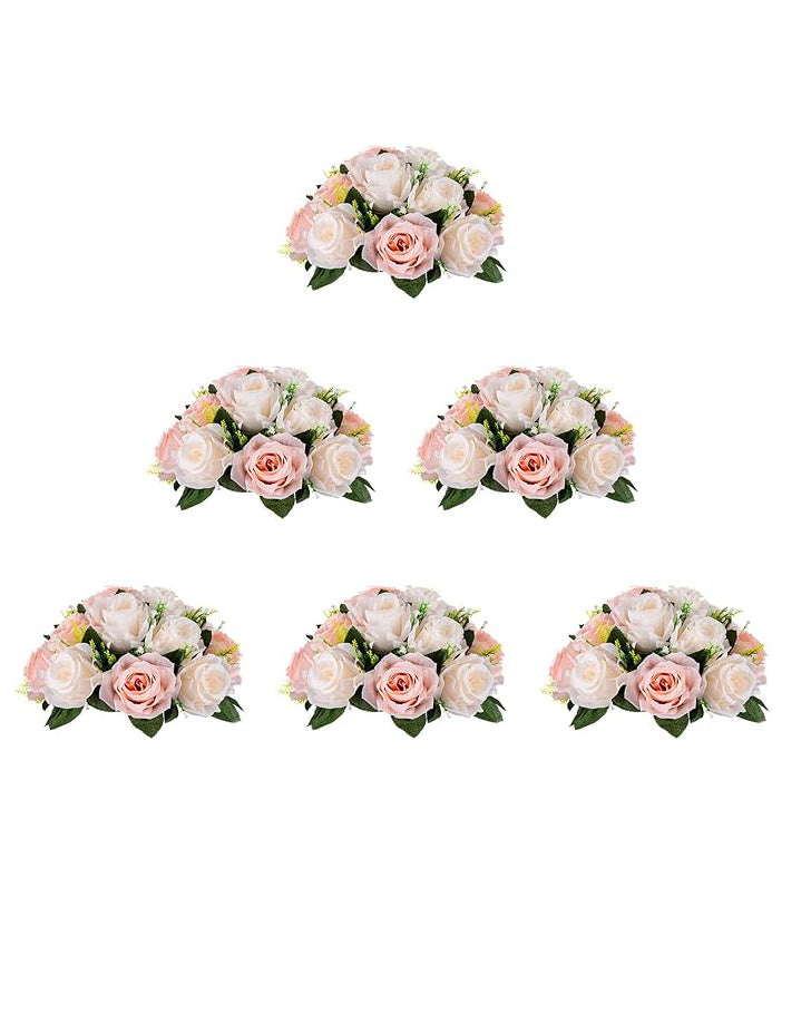BLOSMON Artificial Flower Centrepieces 6pcs Blush Cream