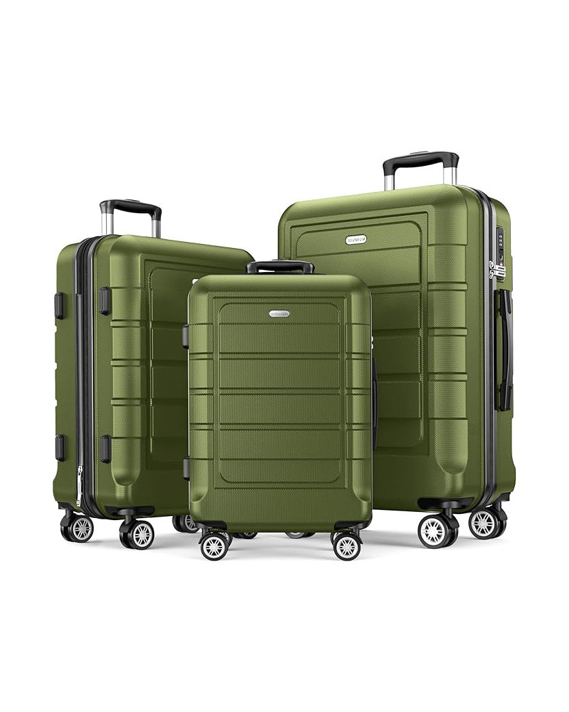 SHOWKOO Luggage Sets 3 Piece Lightweight Green