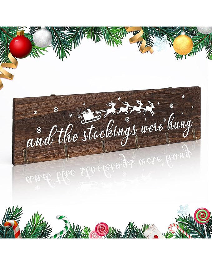 Christmas Stocking Holder with 6 Hangers Red