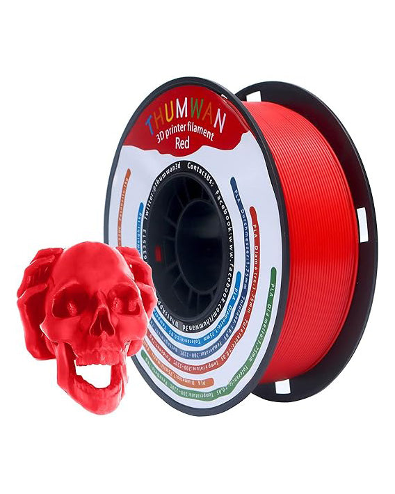 THUMWAN 3D Printer Filament PLA 1.75mm Red 1Kg 1Spool