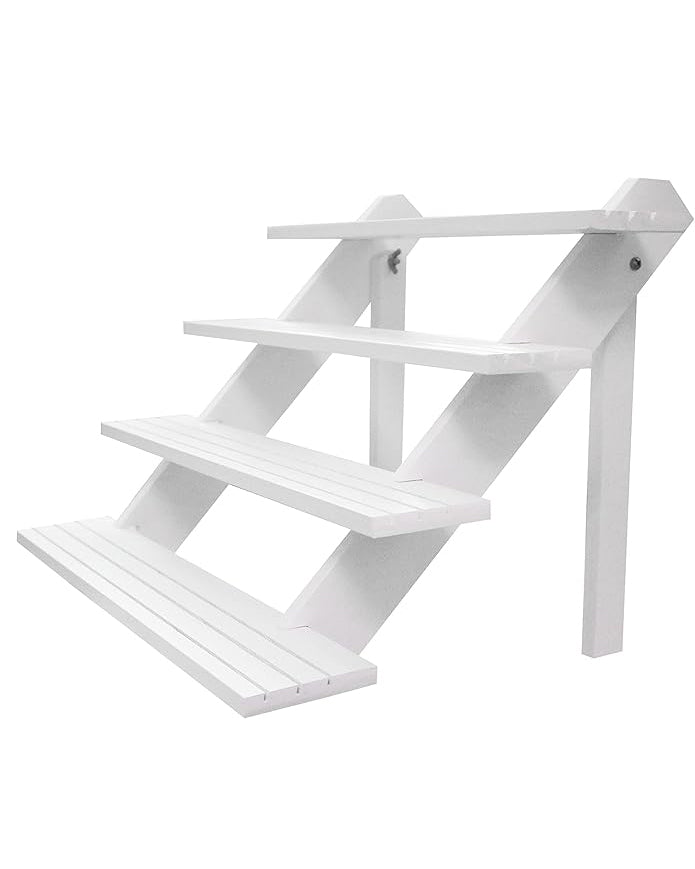 Rustic Wood Stand Storage Shelf 4 Tier Display White