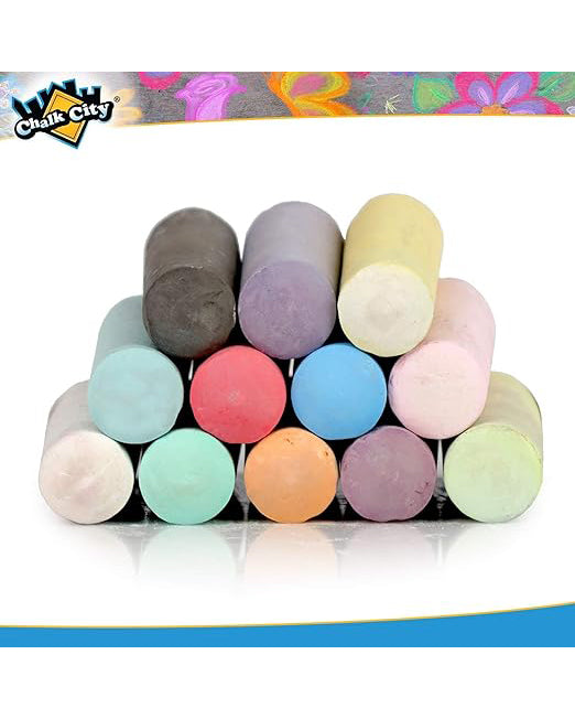 Chalk City Jumbo Chalks 17 Colours 136 Pieces for Kids