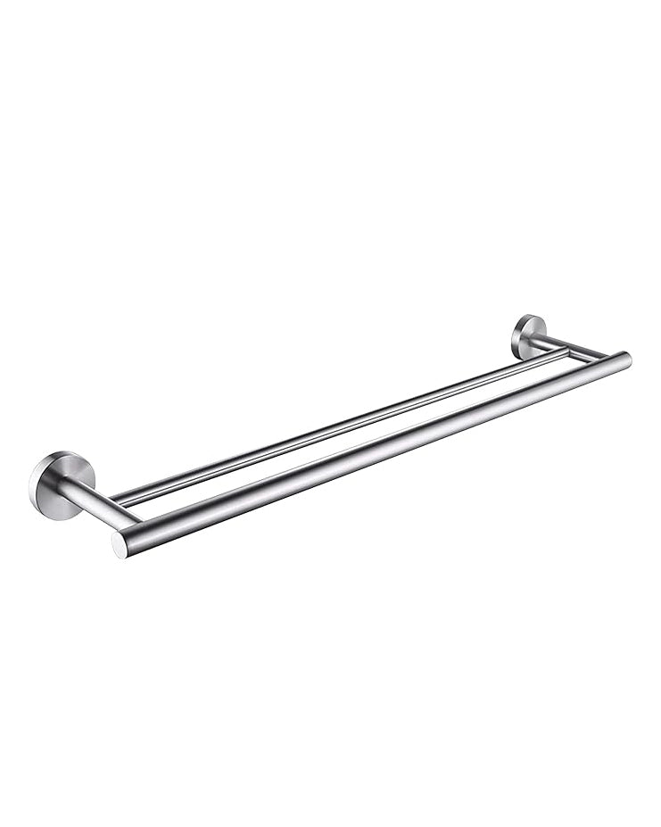 Double Towel Rail Wall Mounted Silver 50cm