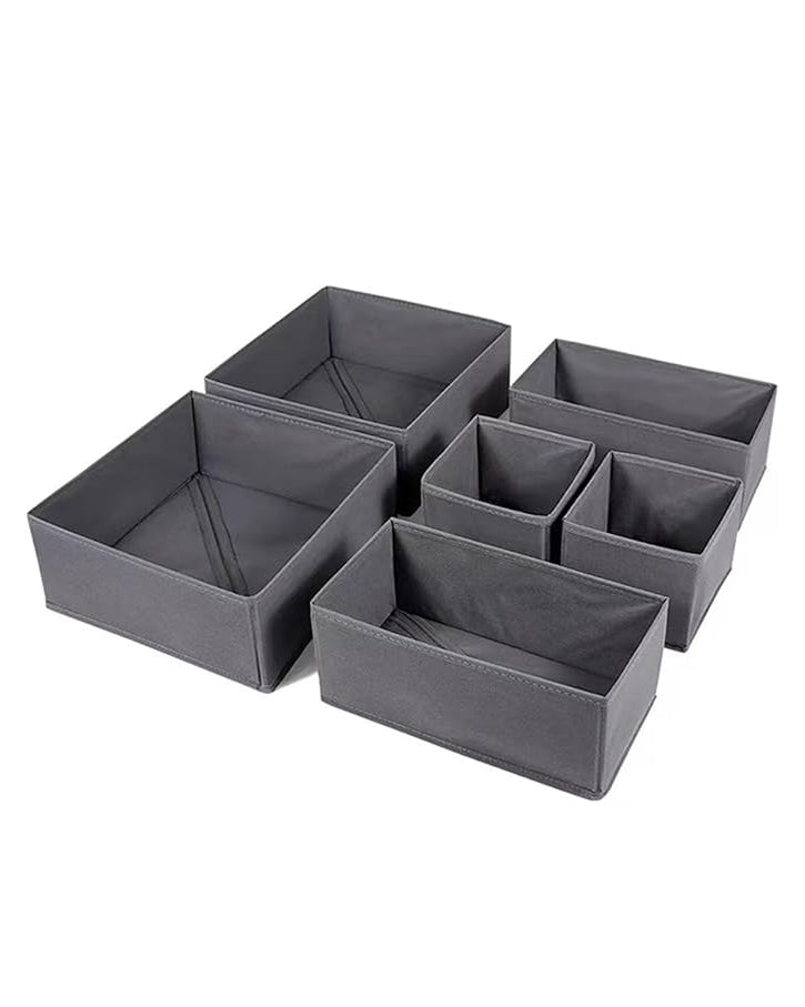 Drawer Organiser Foldable Dividers Storage 6 Pack Grey