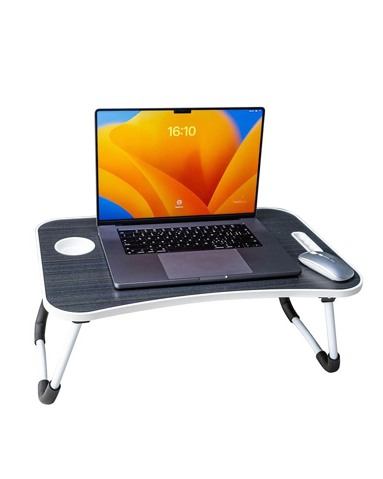 Laptop Desk Tray with Foldable Legs & Cup Slot Black