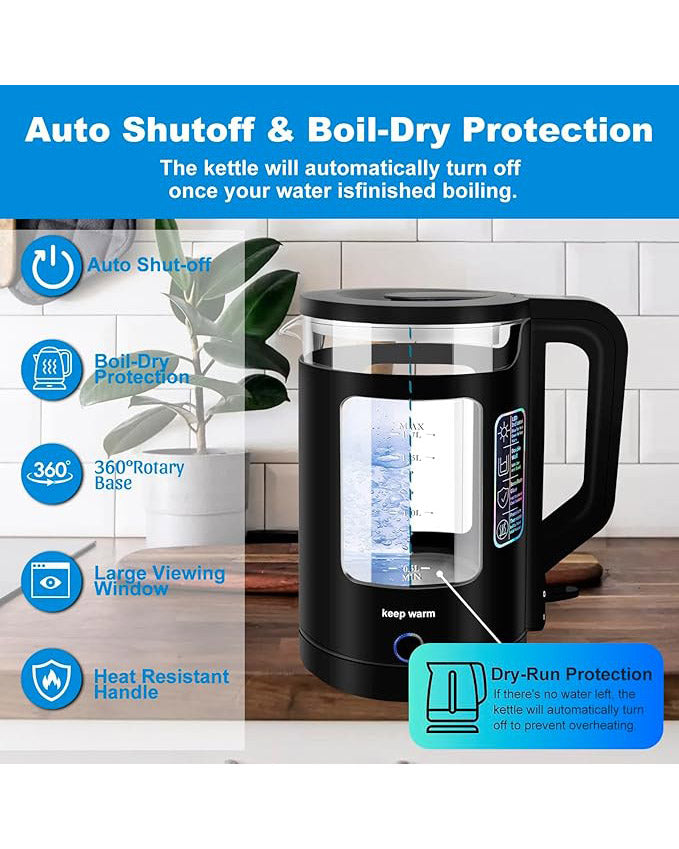 COSFEE Electric Kettle 1.7L, Fast Boil Auto Shut-Off Black