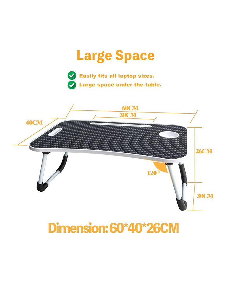 Laptop Desk Tray with Foldable Legs Cup Slot Black Pattern
