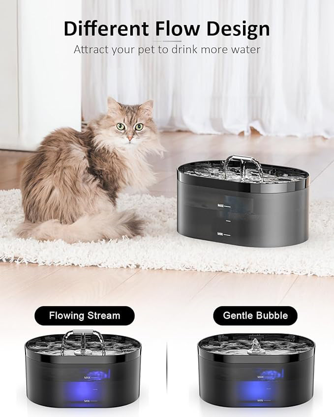 Automatic Water Fountain 2.2L for Cats Dogs Black