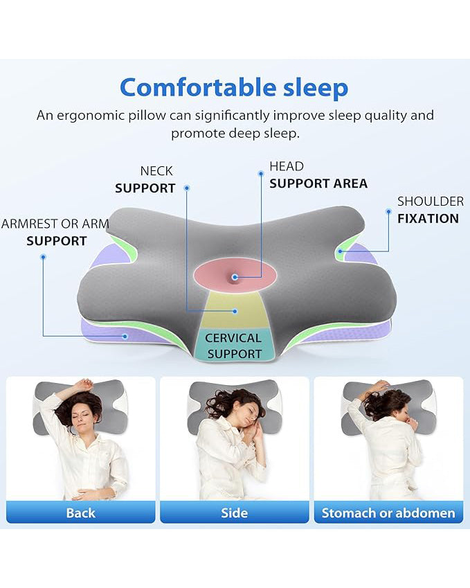 MULISOFT Memory Foam Pillow Ergonomic Grey
