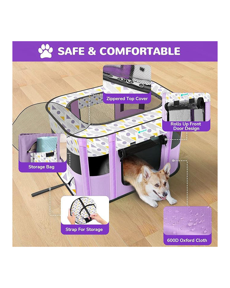 Portable Foldable Pet Playpen For Dogs Cats Large