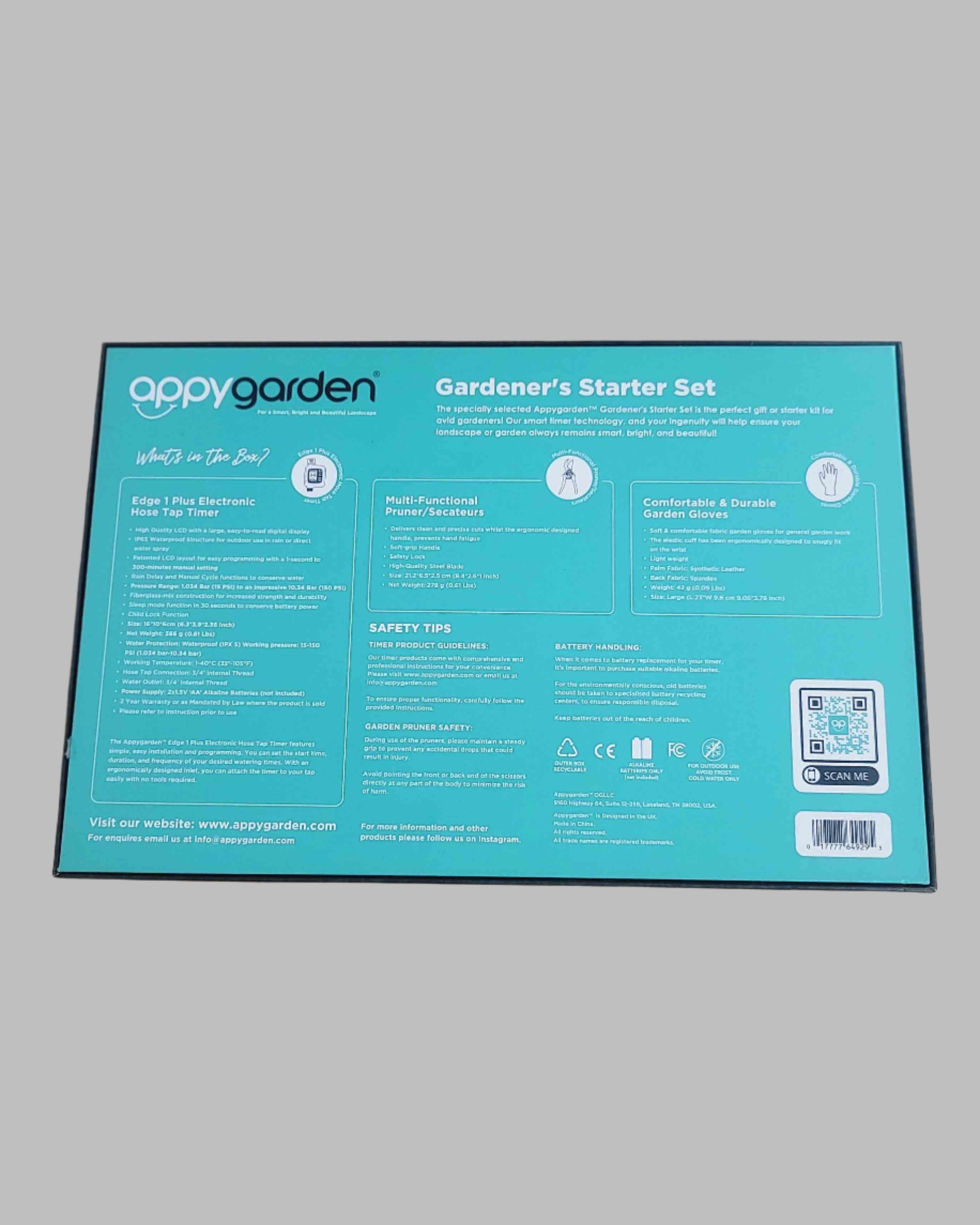 Appygarden Edge 1 Plus Hose Tap Timer Secateurs Garden Gloves