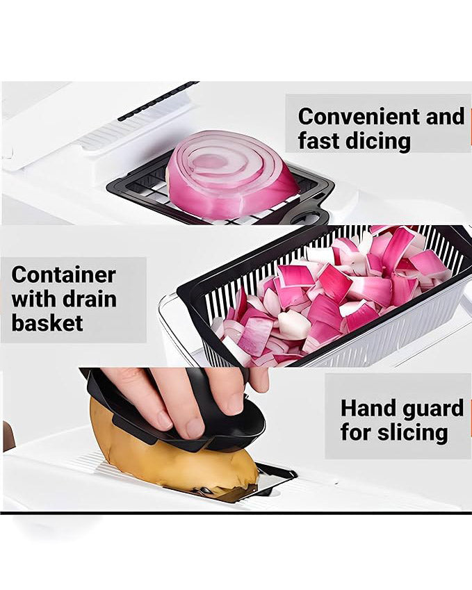 MEHROSH 9-in-1 Manual Vegetable Chopper Dicer White Black