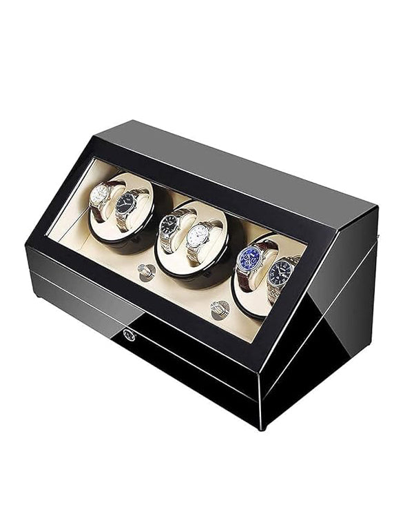 Automatic Watch Winder Rotating Box Wooden Black