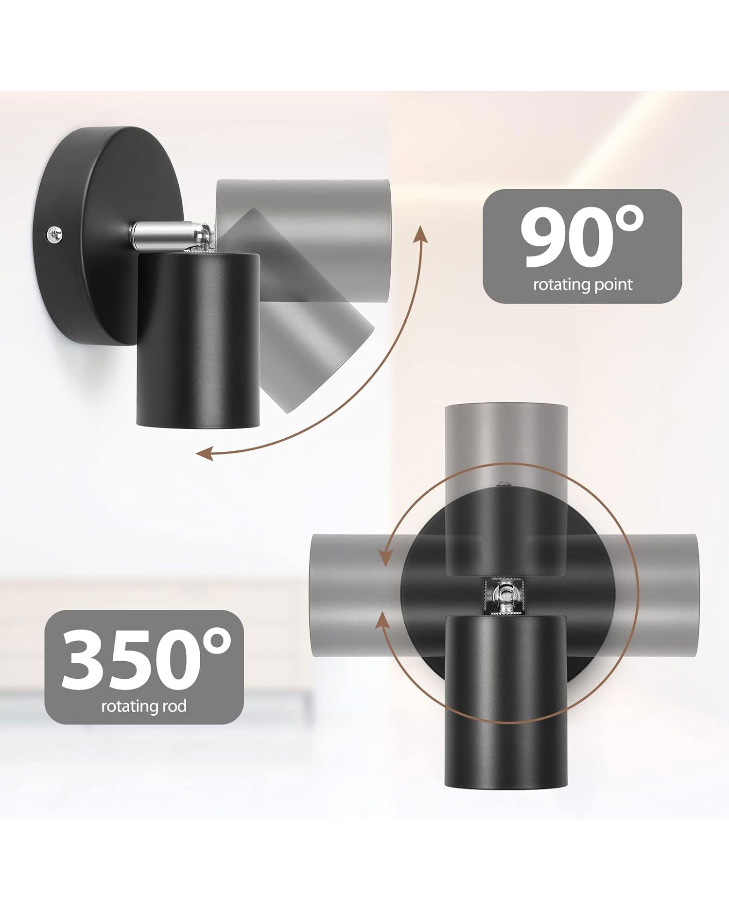 ZISHATUO LED Ceiling Spotlight Rotatable 2 Pack Black