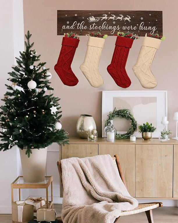 Christmas Stocking Holder with 6 Hangers Red