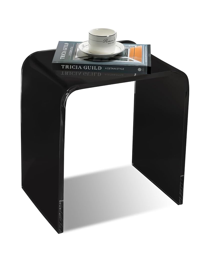 Acrylic U-Shaped Side Table Black Translucent Lightweight