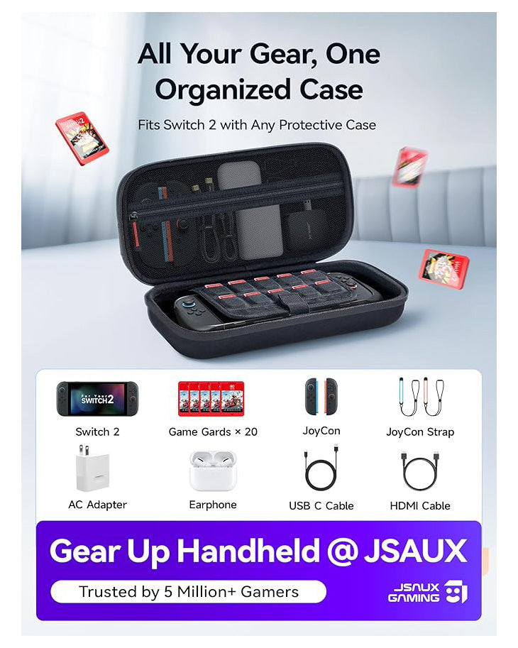JSAUX Carry Case hard Shell for Nintendo Switch 2 Black
