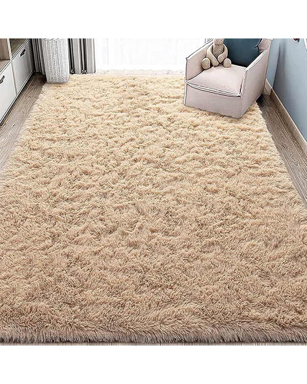 Large Fluffy Rug 5ft x 7ft Camel