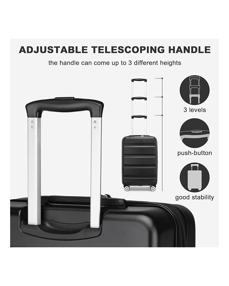 Kono 20 Inch Cabin Suitcase Lightweight Hard Shell Black
