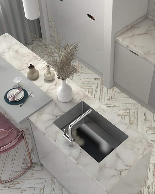 Vinyl Decorative Film Marble Wallpaper Peel Stick White 80x400cm