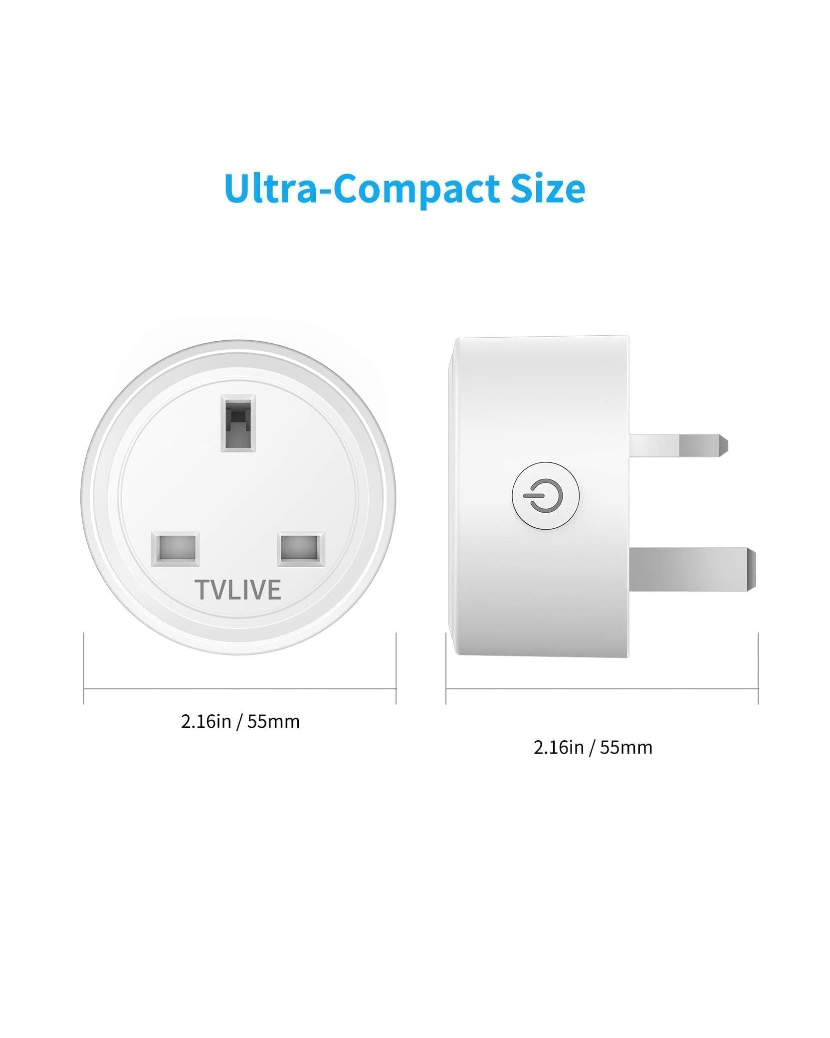 TVLIVE 2 Pack 13A Smart Plugs Wireless Smart Socket