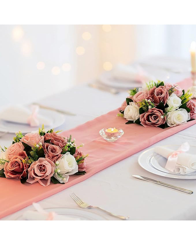 BLOSMON Artificial Flower Centrepieces 10pcs Dusty Rose