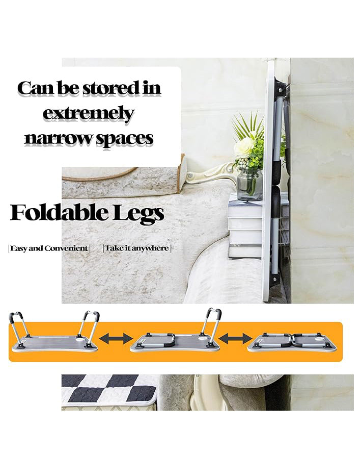 Laptop Desk Tray with Foldable Legs & Cup Slot Black