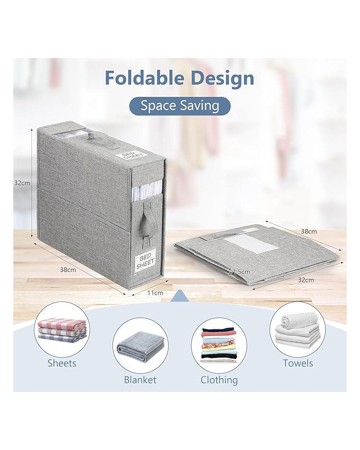 WELTRXE Bedding Storage Bed Sheet Organiser 2 Pack Grey