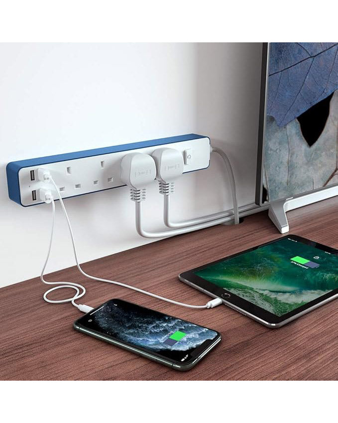 Extension Lead Power Strip 4 USB Port 4 Way Outlets 1.6M