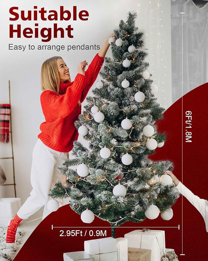 Artificial Christmas Tree 6ft Metal Stand Snow Flocked