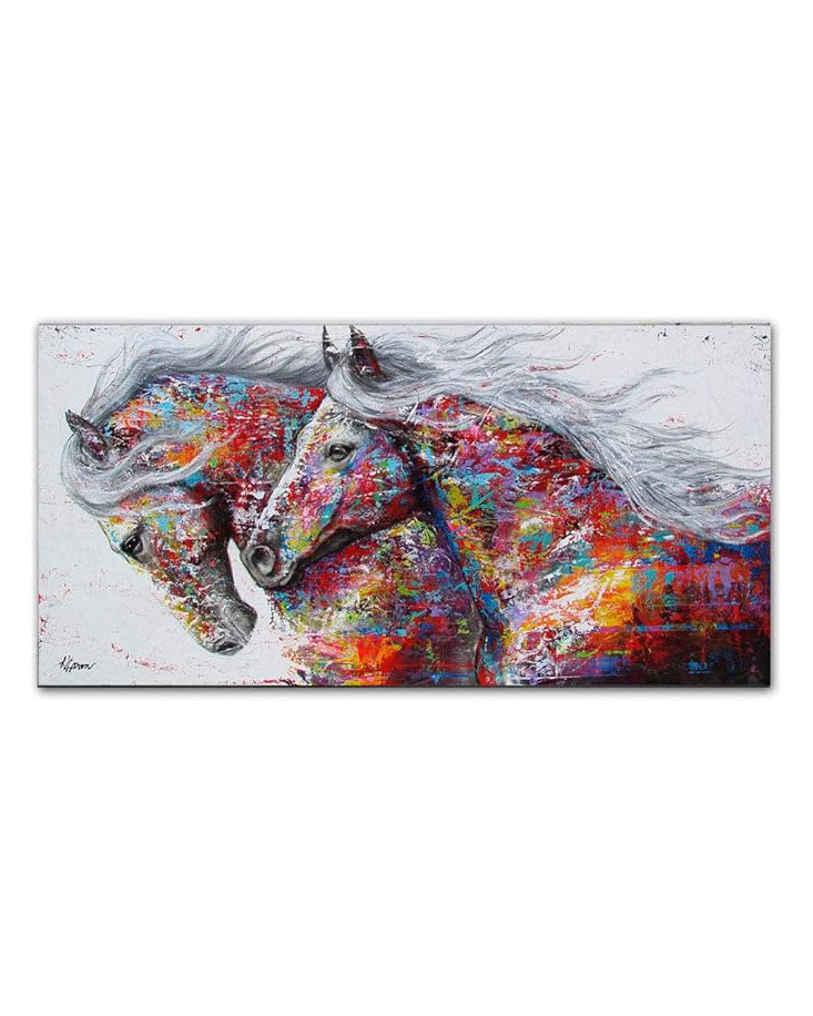 Canvas Painting Wall Art Running Horses 120x60cm