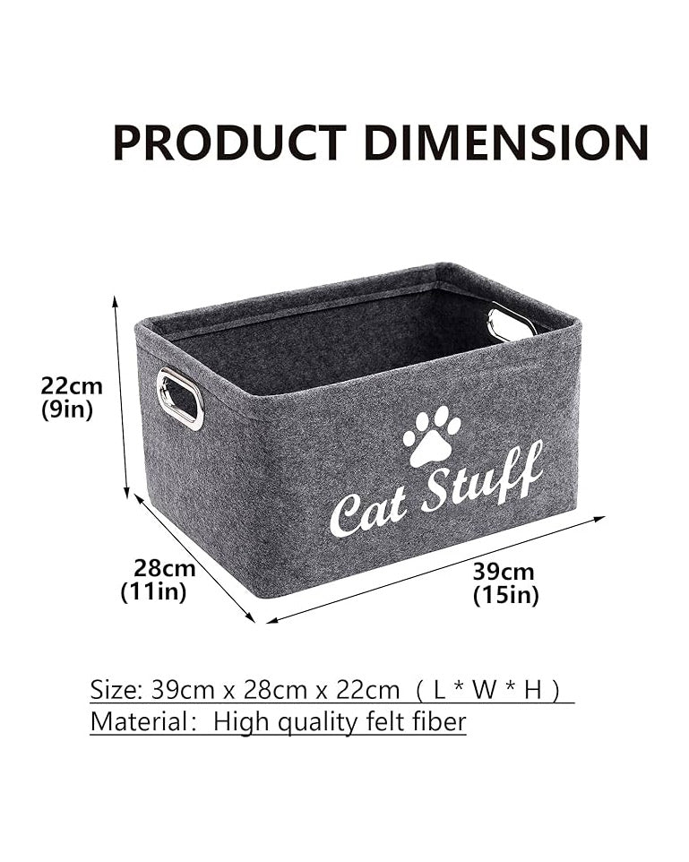 Morezi Felt Pet Toy Accessory Storage Basket Grey