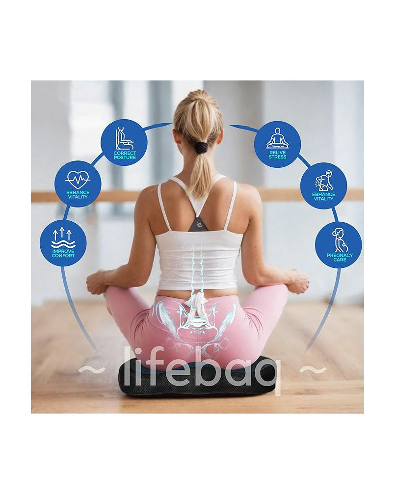 Lifebaq Support Cushion Set For Coccyx Back Neck Black