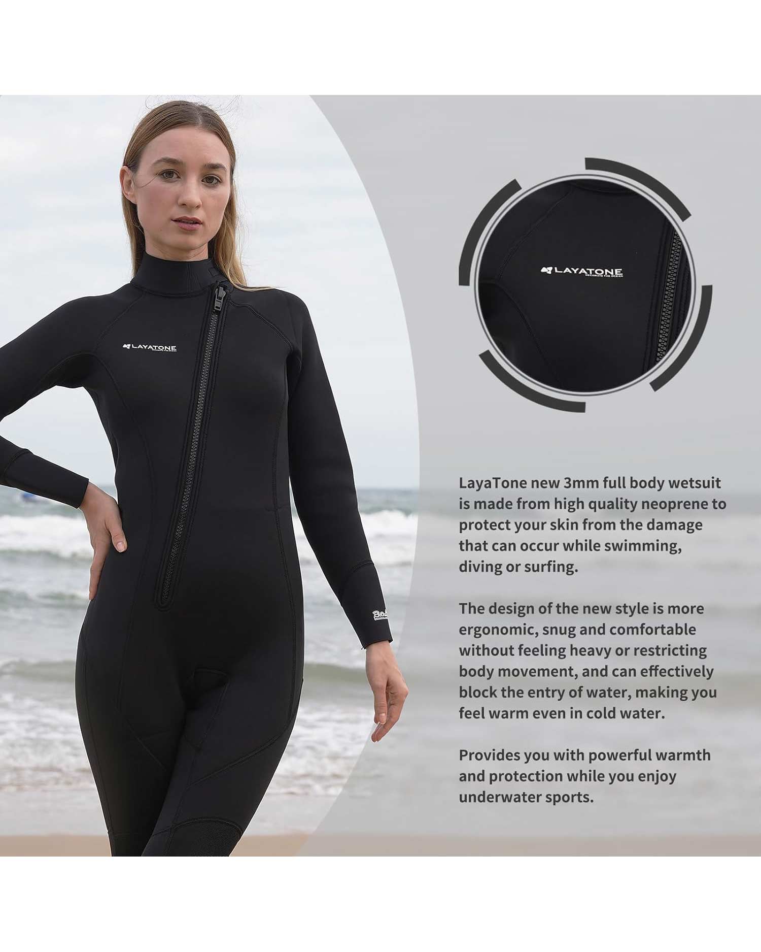 Layatone Unisex 3mm Shorty Neoprene Wetsuit Black