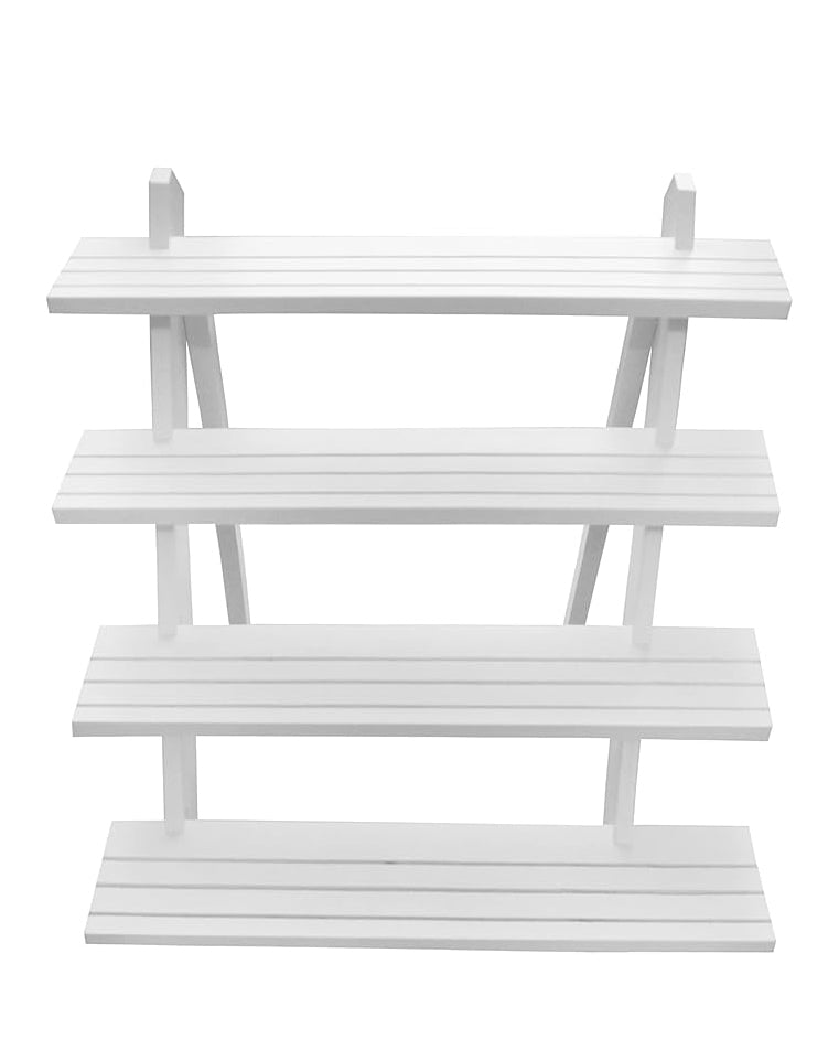 Rustic Wood Stand Storage Shelf 4 Tier Display White
