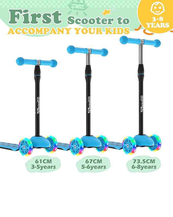 IMMEK Kids Scooter LED Light-Up Wheels Adjustable Blue