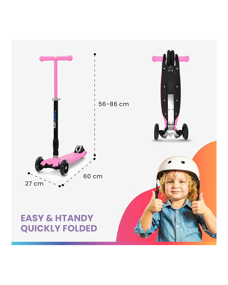 Kids Scooter LED Wheels Adjustable Pink Age 6 +