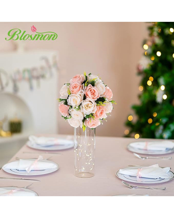 BLOSMON Artificial Flower Centrepieces 6pcs Blush Cream