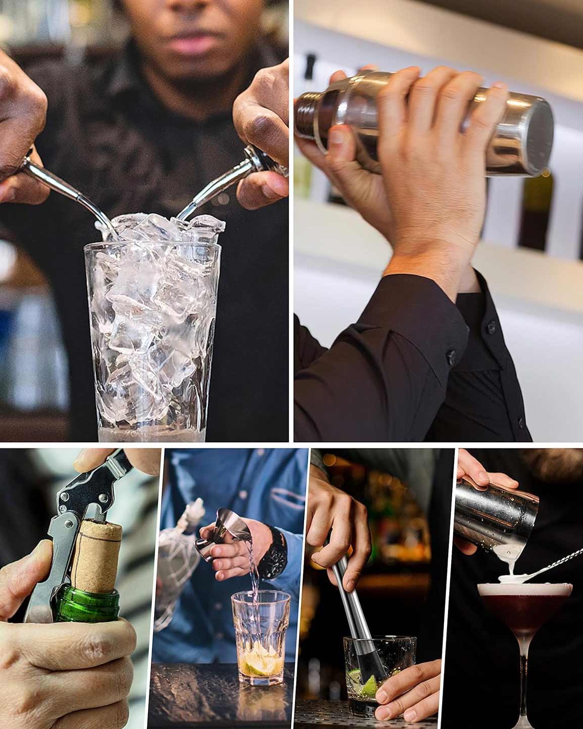 14PCS Cocktail Making Set Rotating Stand Stainless Steel