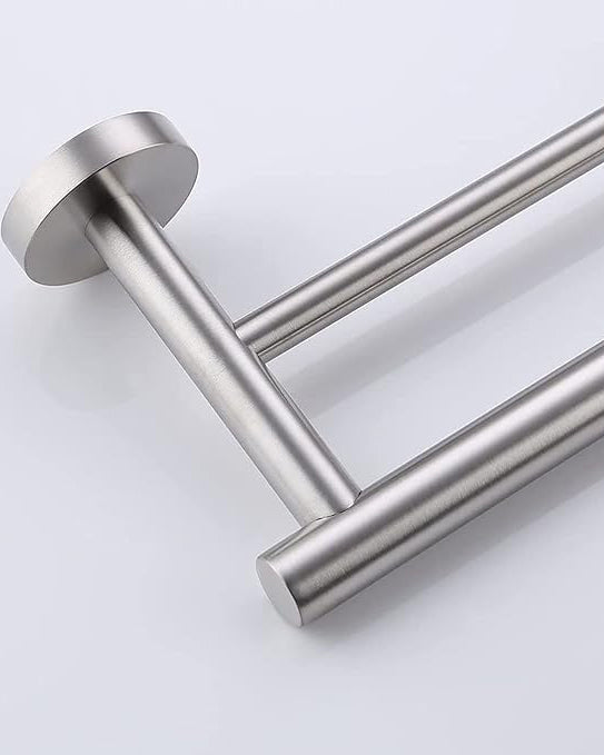 Double Towel Rail Wall Mounted Silver 58cm