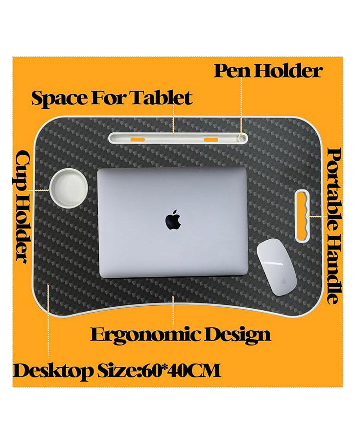 Laptop Desk Tray with Foldable Legs Cup Slot Black Pattern