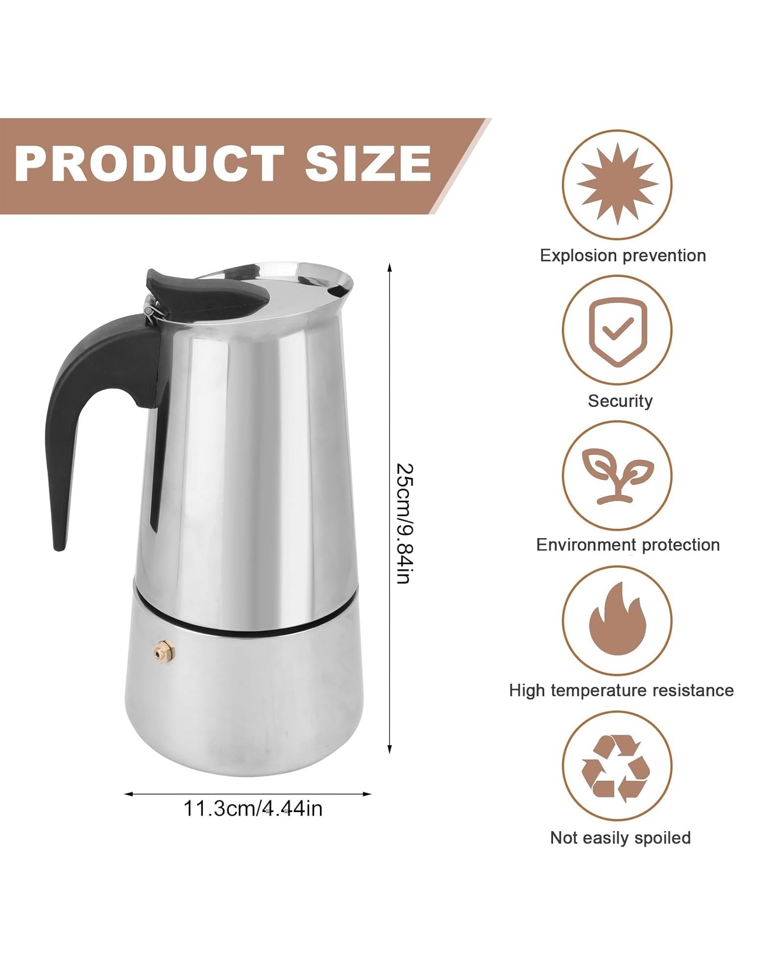 Moka Espresso Maker Coffee Pot Stainless Steel 600ml