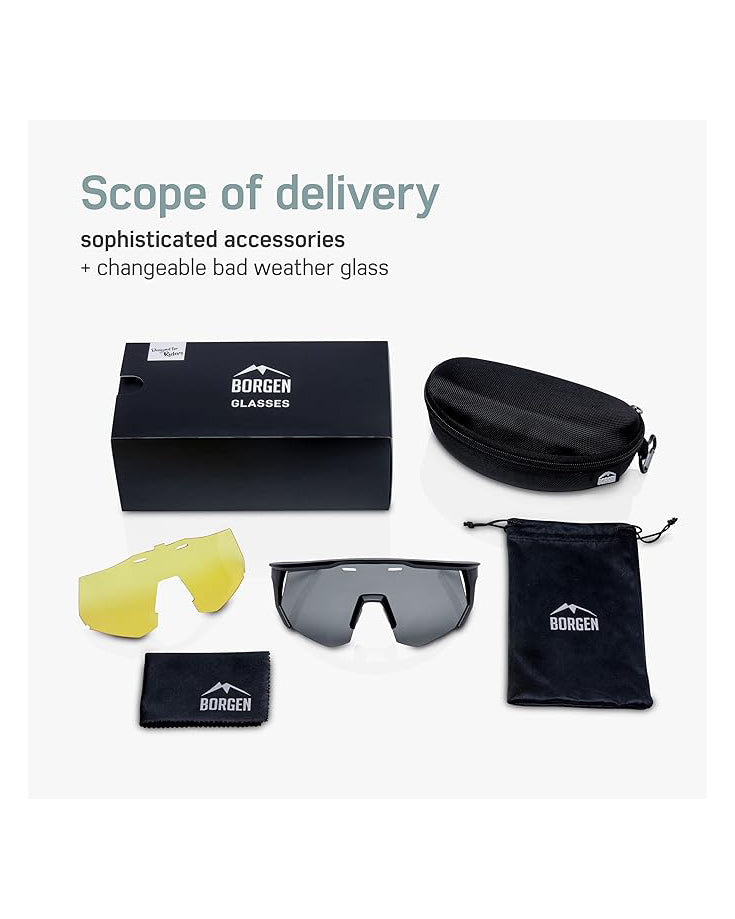 Borgen Cycling Sunglasses with Changeable Lenses Black